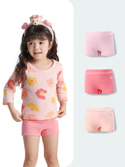 FREE FIT-Girl's Cotton Boxer Briefs 3-Pack Underwear(Red+Purple+Pink)
