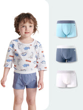 FREE FIT-Boy's Cotton Boxer Briefs 3-Pack Underwear(Dark Blue+Light Blue+White)
