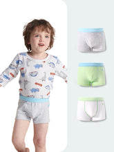 FREE FIT-Boyl's Cotton Boxer Briefs 3-Pack Underwear(Gray+White+Green)