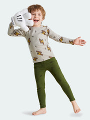 WARM FIT-Boy's 280g/㎡ Brushed Thermal Underwear Set for 5-15℃(Green Lightning)