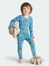 WARM FIT-Boy's 280g/㎡ Brushed Thermal Underwear Set for 5-15℃(Lake Blue Car)