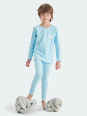 FREE FIT-Boy 180g/㎡ Multi-Scene Pajamas Set 10-20℃(Light Blue)