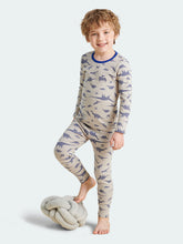 WARM FIT-Boy's 280g/㎡ Brushed Thermal Underwear Set for 5-15℃(Gray Dinosaur)