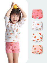 FREE FIT-Girl's Cotton Boxer Briefs 4-Pack Underwear(Watermelon & Dragon Fruit)