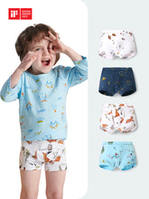 FREE FIT- Kids Boy Cotton Boxer Briefs 4 Packs Underwear(Space Park)