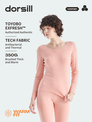 EXFRESH(TOYOBO) Brushed Thermal Underwear Set For Women&Teenager Girl