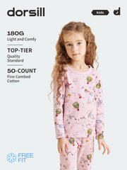 Комплект нижнего белья для девочек Dorsill Children с длинными рукавами, комплект термобелья Purple Balloon, детский комплект нижнего белья из хлопка для детей 3-14 лет