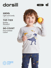 FREE FIT-Boy 180g/㎡ Multi-Scene Pajamas Set 10-20℃(Gray Dinosaur)