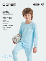FREE FIT-Boy 180g/㎡ Multi-Scene Pajamas Set 10-20℃(Light Blue)