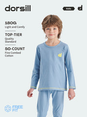 FREE FIT-Boy 180g/㎡ Multi-Scene Pajamas Set 10-20℃(Lake Blue)