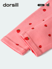 WARM FIT-Girl's 280g/㎡ Brushed Thermal Underwear Set for 5-15℃(Red Strawberry)