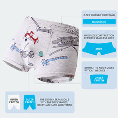 FREE FIT- Kids Boy Cotton Boxer Briefs 4 Packs Underwear(Space Park)