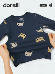 WARM FIT-Boy's 280g/㎡ Brushed Thermal Underwear Set for 5-15℃(Bat Mask)