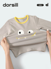 WARM FIT-Boy's 280g/㎡ Brushed Thermal Underwear Set for 5-15℃(Cute Monste)