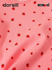 WARM FIT-Girl's 280g/㎡ Brushed Thermal Underwear Set for 5-15℃(Red Strawberry)