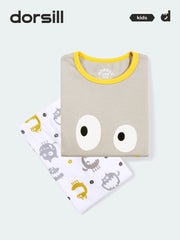 WARM FIT-Boy's 280g/㎡ Brushed Thermal Underwear Set for 5-15℃(Cute Monste)