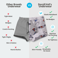 FREE FIT- Kids Boy Cotton Boxer Briefs 4 Packs Underwear(Space Park)