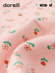 WARM FIT-Girl's 280g/㎡ Brushed Thermal Underwear Set for 5-15℃(Rose)