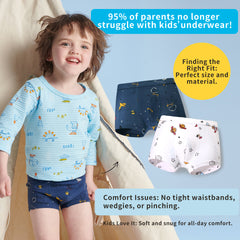 FREE FIT- Kids Boy Cotton Boxer Briefs 4 Packs Underwear(Space Park)
