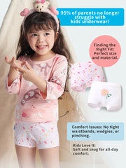 FREE FIT-Girl's Cotton Boxer Briefs 4-Pack Underwear(Sweet Daisy)