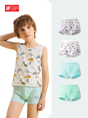 FREE FIT- Kids Boy Cotton Boxer Briefs 4 Packs Underwear(Nautical Trunks)