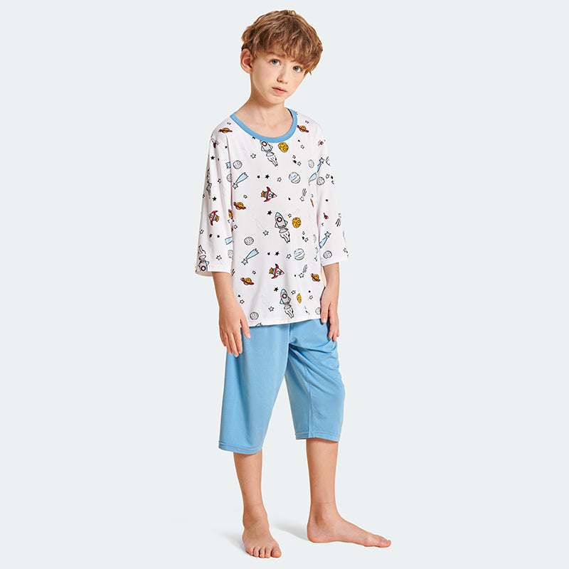 Children 3/4 Sleeved Pajamas Lenzing Modal +Lycra Fabric 