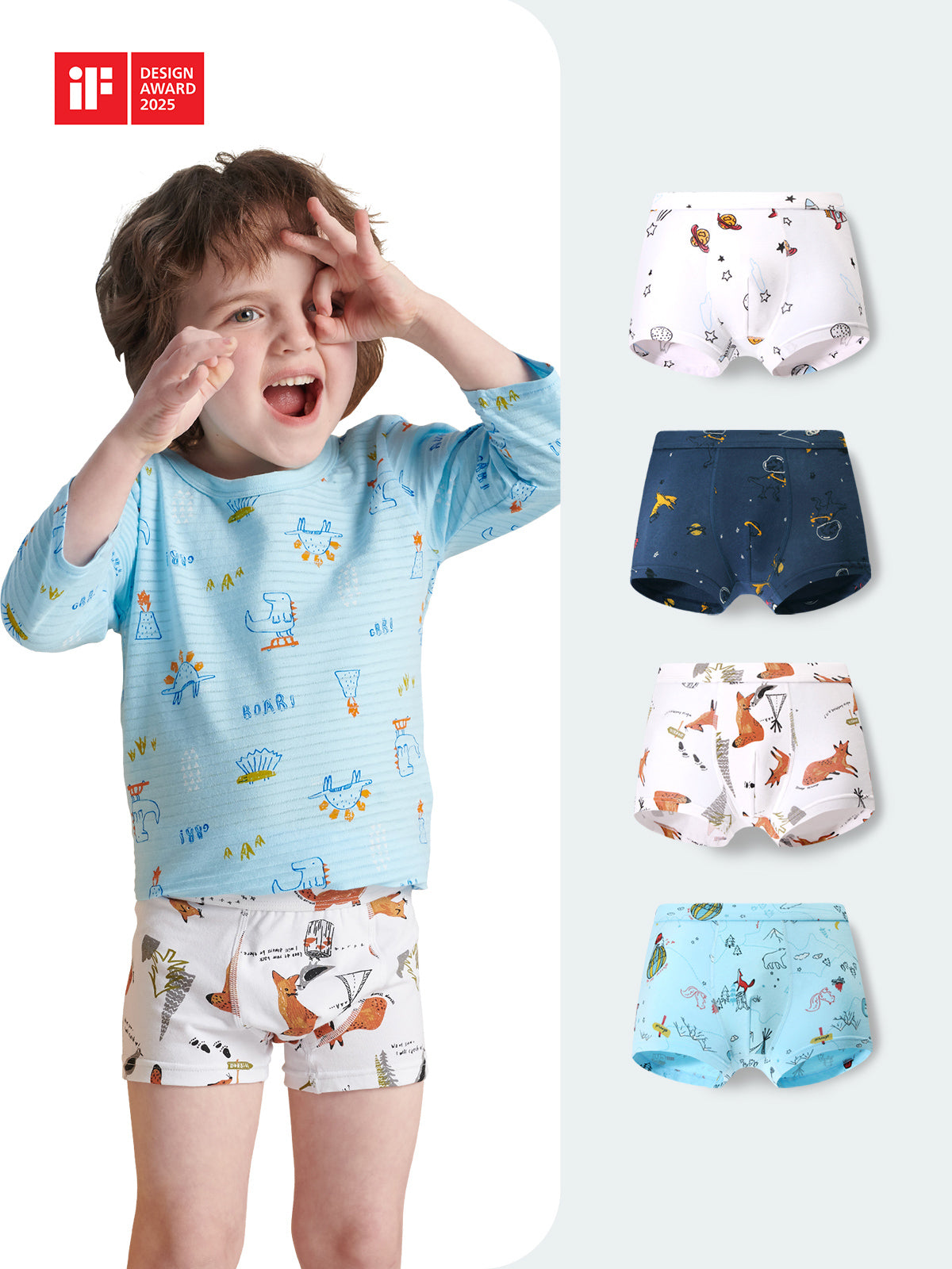 FREE FIT-Kids Cotton Boxer Briefs Multi-Pack Underwear