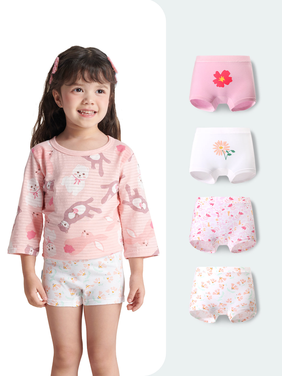 FREE FIT-Girl 4-Packs Cotton Underwear for 3-14Y
