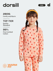 WARM FIT-Girl's 280g Thermal Underwear Set for 5-15℃(Halloween Pumpkin)