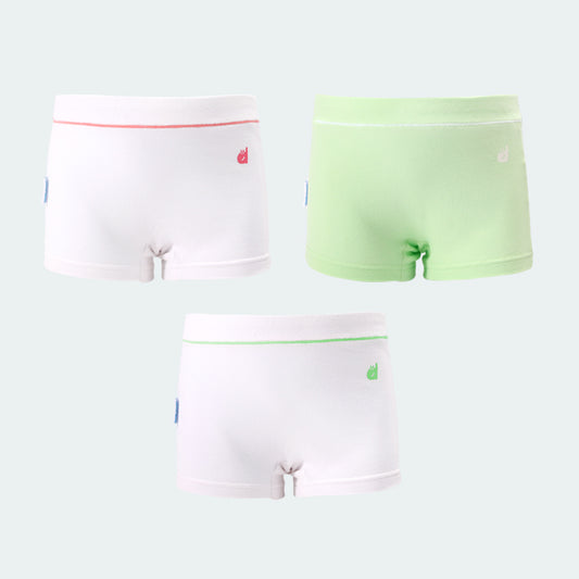 Girl Cotton Boxer Briefs 3 packs for 4-14Y Red+white+green