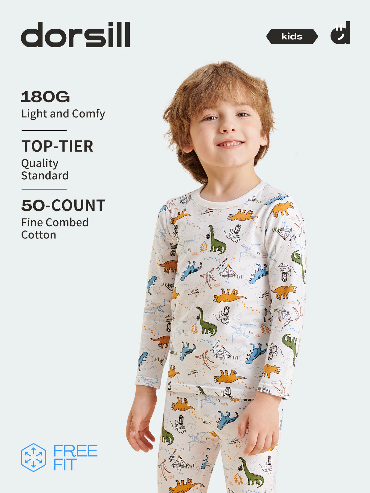 FREE FIT-Boy 180g Multi-Scene Pajamas Set 10-20℃