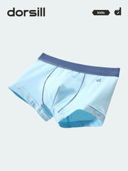 FREE FIT-Boy's Cotton Boxer Briefs 3-Pack Underwear(Dark Blue+Light Blue+White)