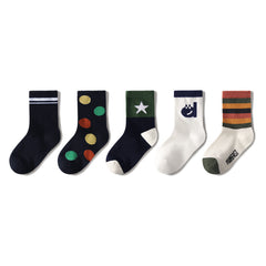 Kids 5-Pack Cotton Crew Socks