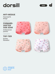 FREE FIT-Girl 4-Packs Cotton Underwear for 3-14Y（Strawberry flowers）