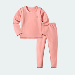 Kids Solid Color Brushed Pajamas Set for 4-14Y Children 5-15℃