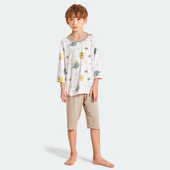 Children 3/4 Sleeved Pajamas Lenzing Modal +Lycra Fabric 