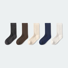 Women Cotton Solid Color Crew Socks 5-pack