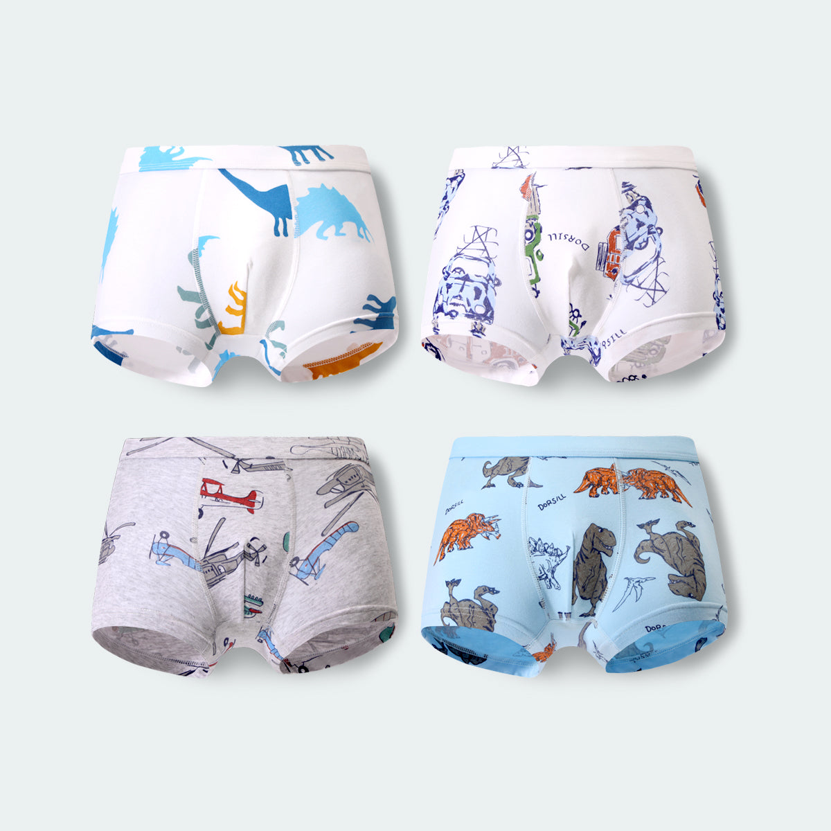 Kids 4-Packs Cotton Boy Underwear Boxer Briefs