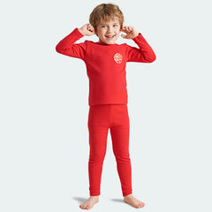 Kids Red  Brushed Pajamas Set for 4-14Y Children 5-15℃