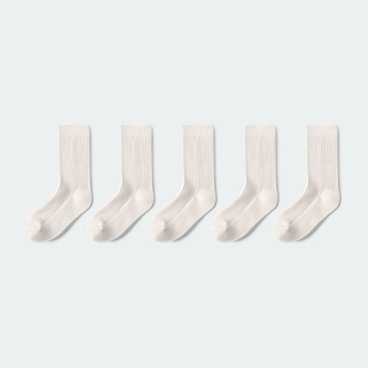 Men Solid Color Crew Socks 5-pack