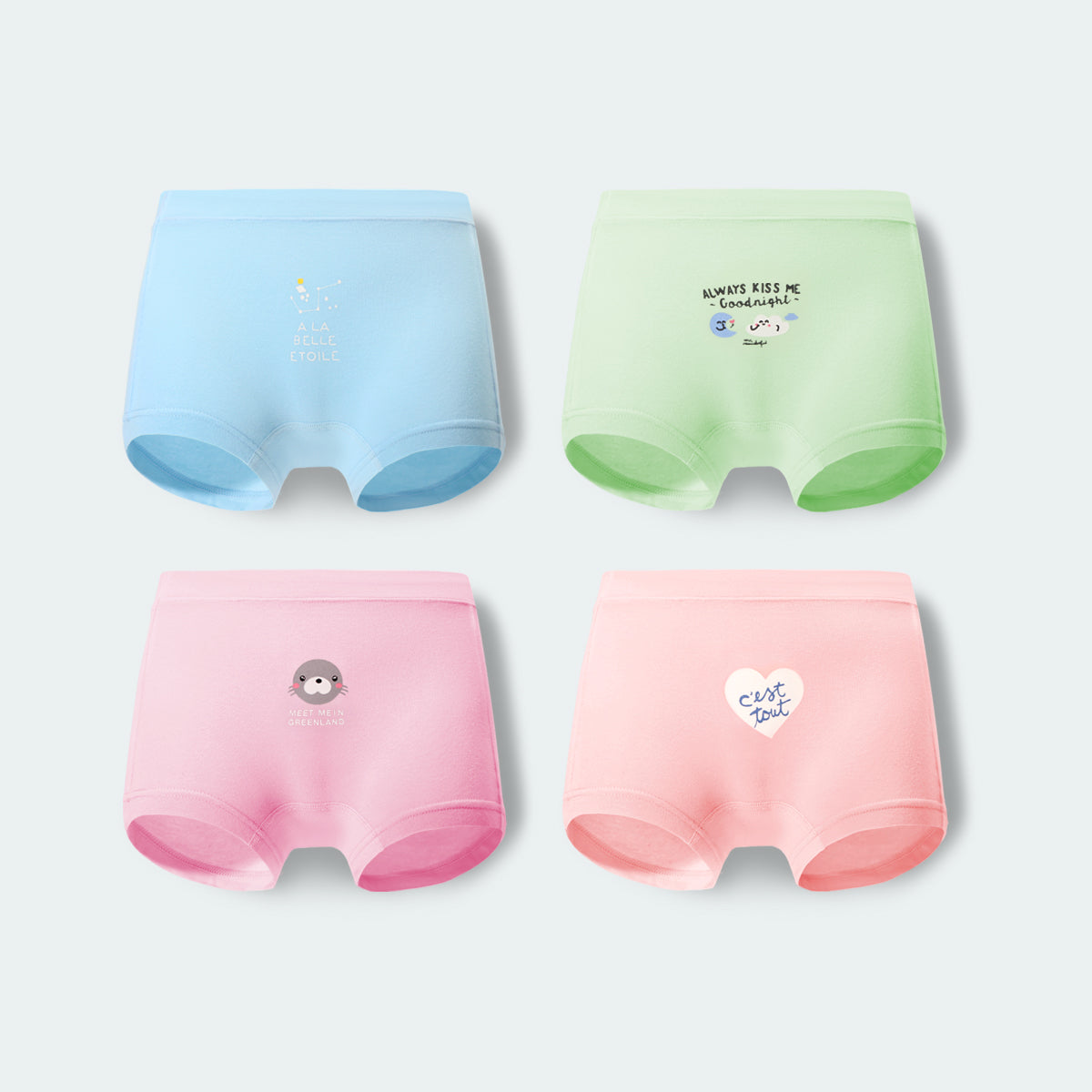 Girl 4-Packs Cotton Underwear Boxer Briefs