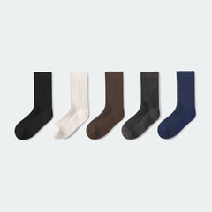 Men Solid Color Crew Socks 5-pack