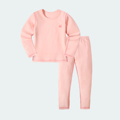 Kids Solid Color Brushed Pajamas Set for 4-14Y Children 5-15℃